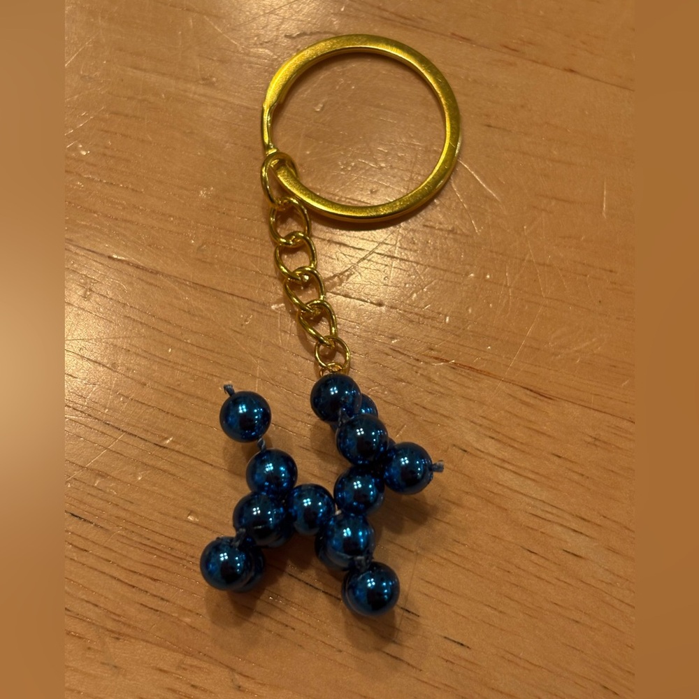 Gold Ring Blue Beaded Star Keychain - Women Accessories